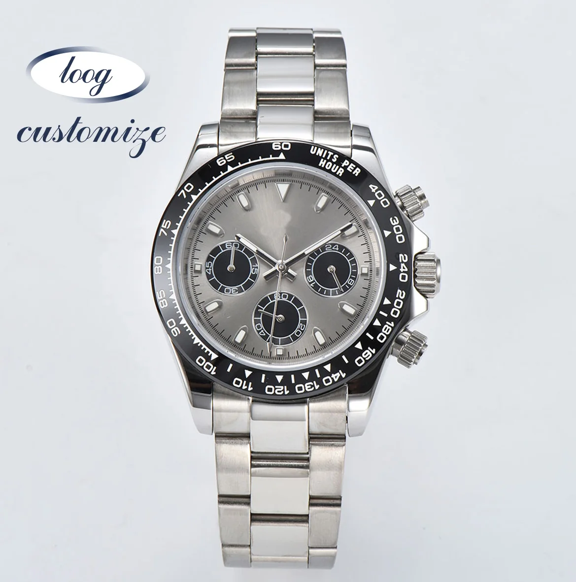 VK series 63 Watch 39.3mm Custom Logo StainlessSteel waterproof Case quartz Movement Sapphire GlassTiming CodeWatch