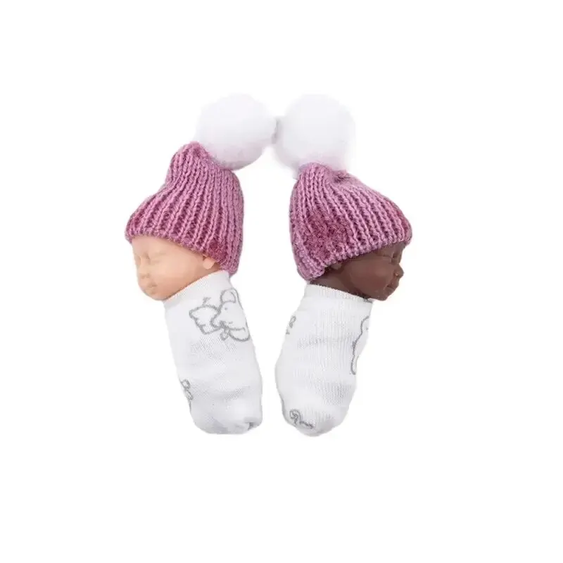 Simulation Baby Newborn Pvc Ornament Handle Toy  Finger Doll Real Clothes Random