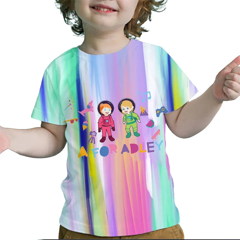 A for Adley T Shirt Summer Unicorn Rainbow 3d Print Children Short-sleeved Tops T-shirts Fashion Ice Cream Pattern Tees Clothes