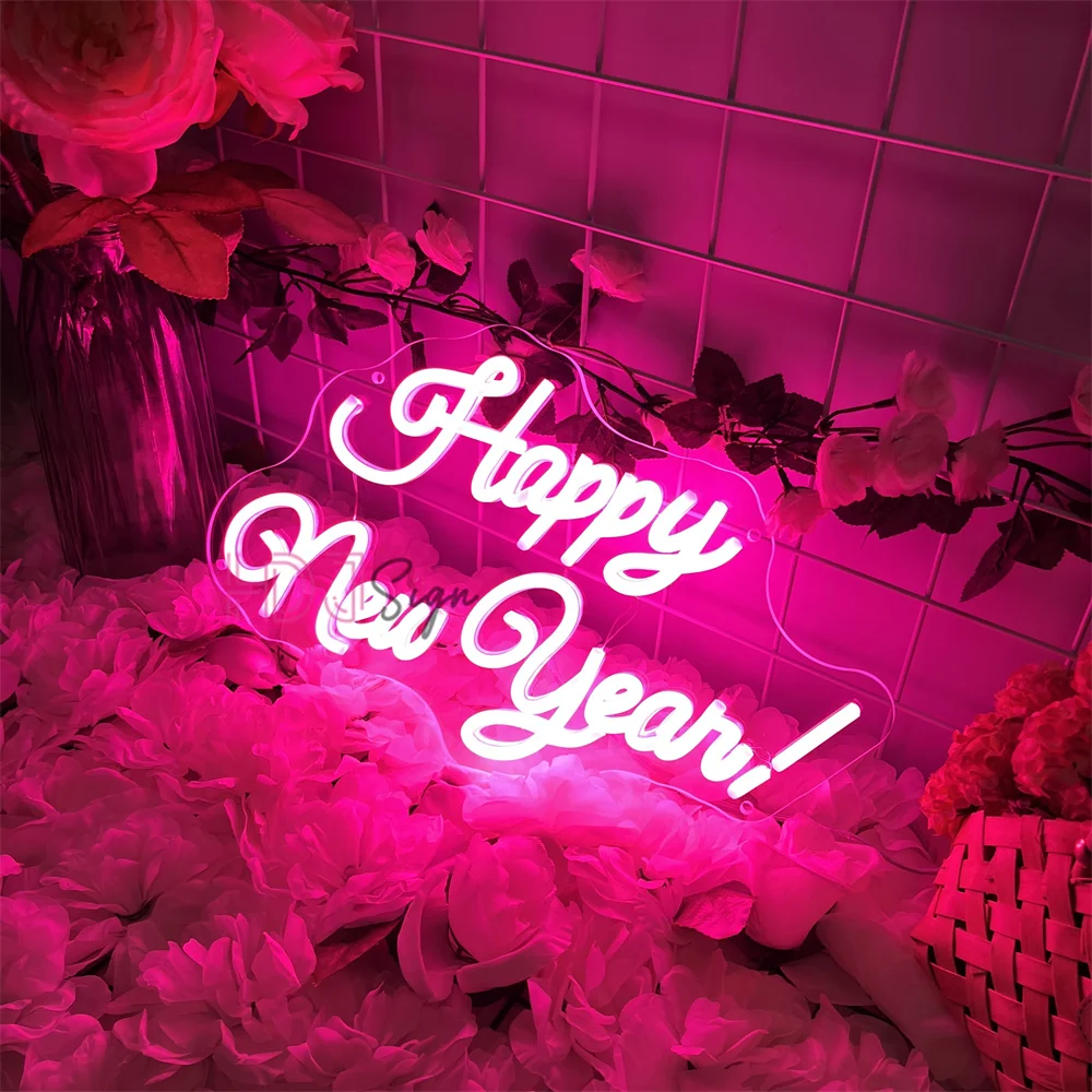 2026 سنة جديدة سعيدة النيون علامات غرفة المنزل حفلة وحدة إضاءة LED جداريّة ديكور عيد الميلاد أضواء النيون السنة الجديدة الديكور تخصيص الهدايا
