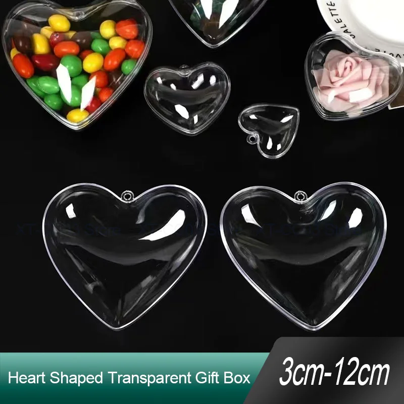 1~20Pcs Transparent Plastic Heart-shaped Love Candy Box Pouch Storage Birthday Wedding Christmas Decoration DIY Gift Box Parts