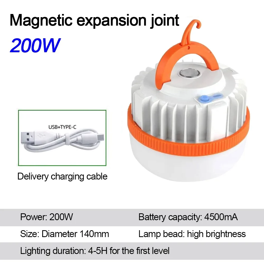 

Portable 3 Lighting Modes Camping Lantern LED Waterproof Emergency Lights Magnetic Attraction Long-Lasting Power Tent Lights