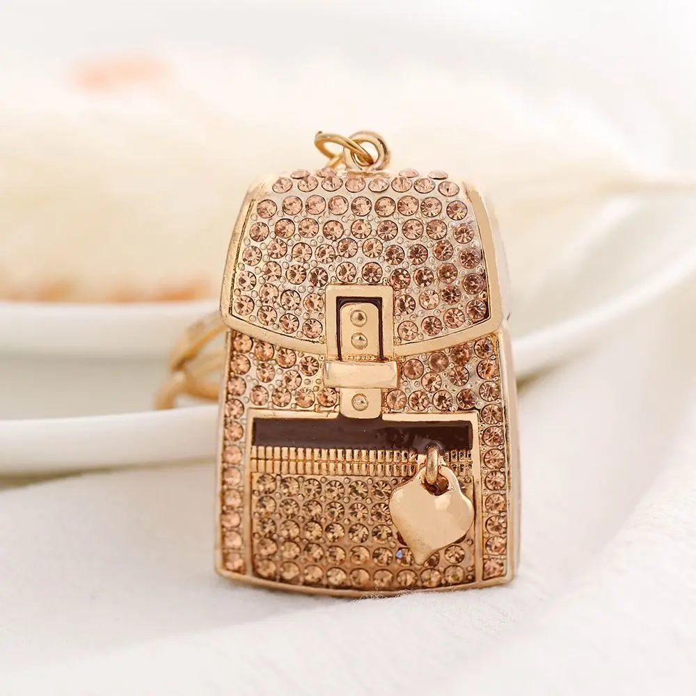 

Rhinestone Bag Shaped Keychain Color Mixing Zipper Design Car Key Pendant Sparkle Fully-jewelled Bag Accessories Pendant Unisex