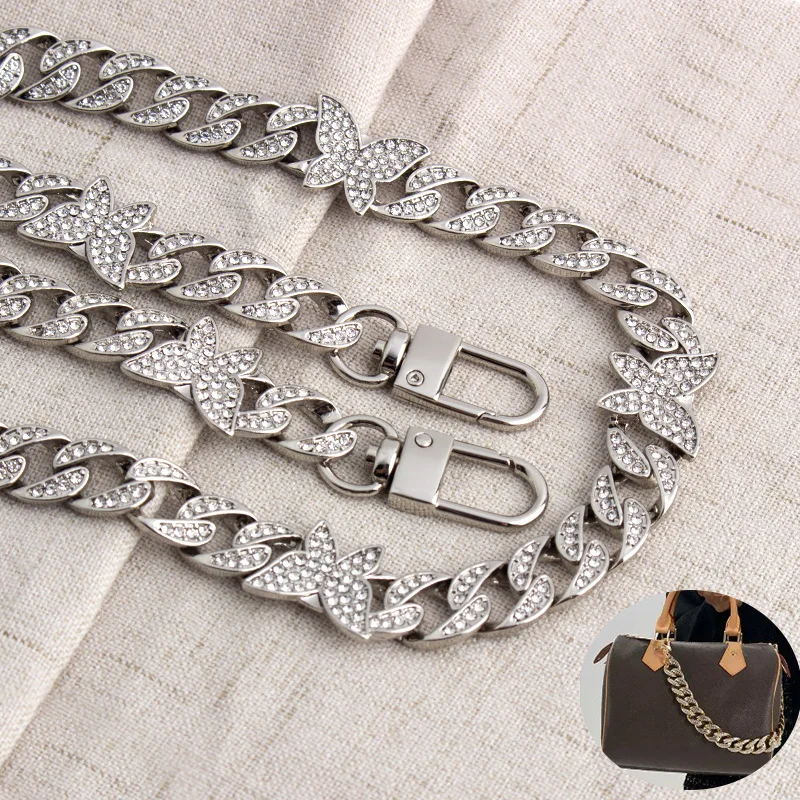 60/80/100/120CM Metal Chain Strap for Bags DIY Handles Personality Butterfly Pendant Shoulder Bag Chain Straps Crossbody