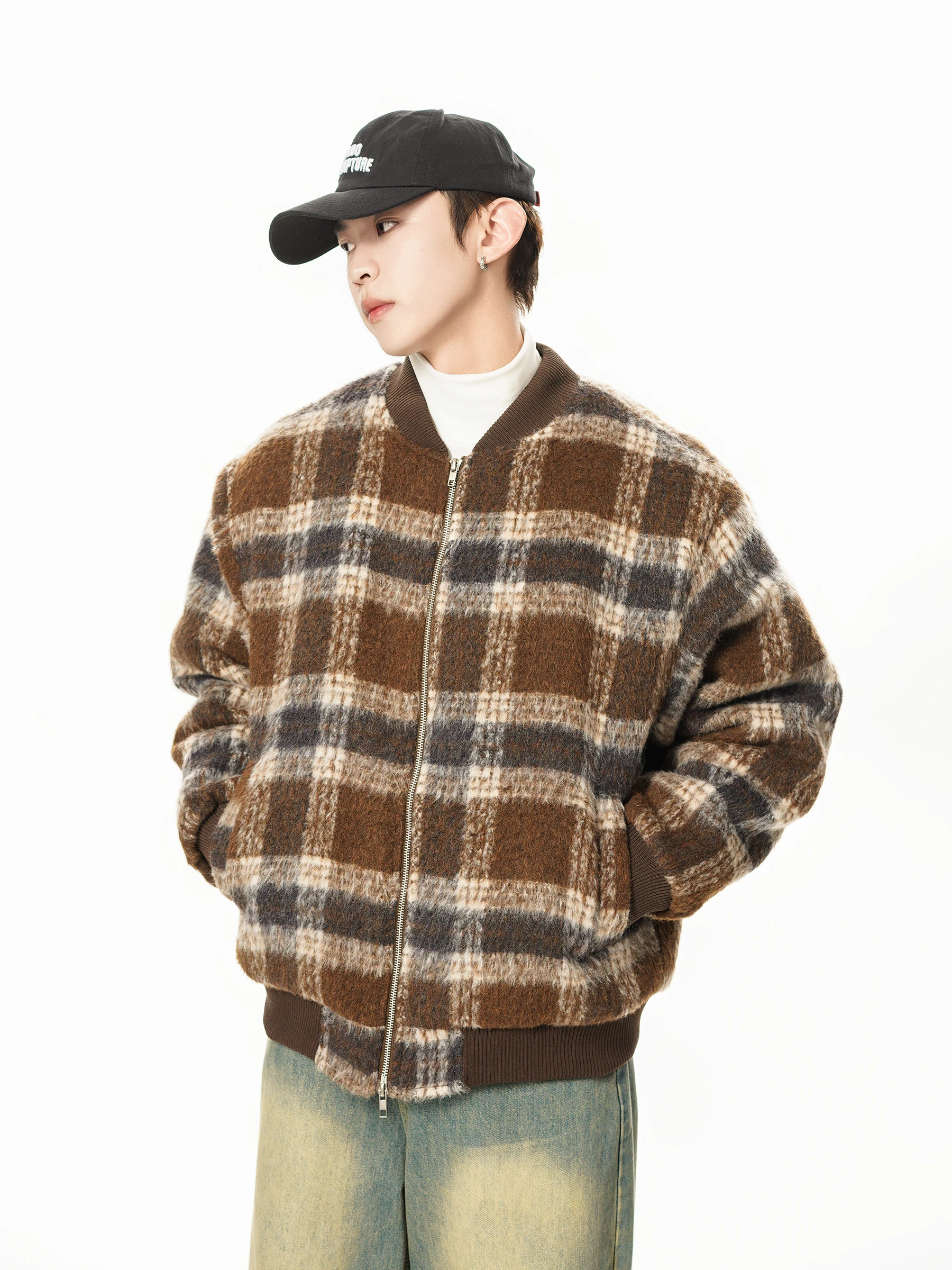 ur-ytut2025-americain-retro-plaid-laine-baseball-jaet-ex-design-sens-plaid-vetements-d'exterieur-jeunesse-ular-coupe-ample-chaleur