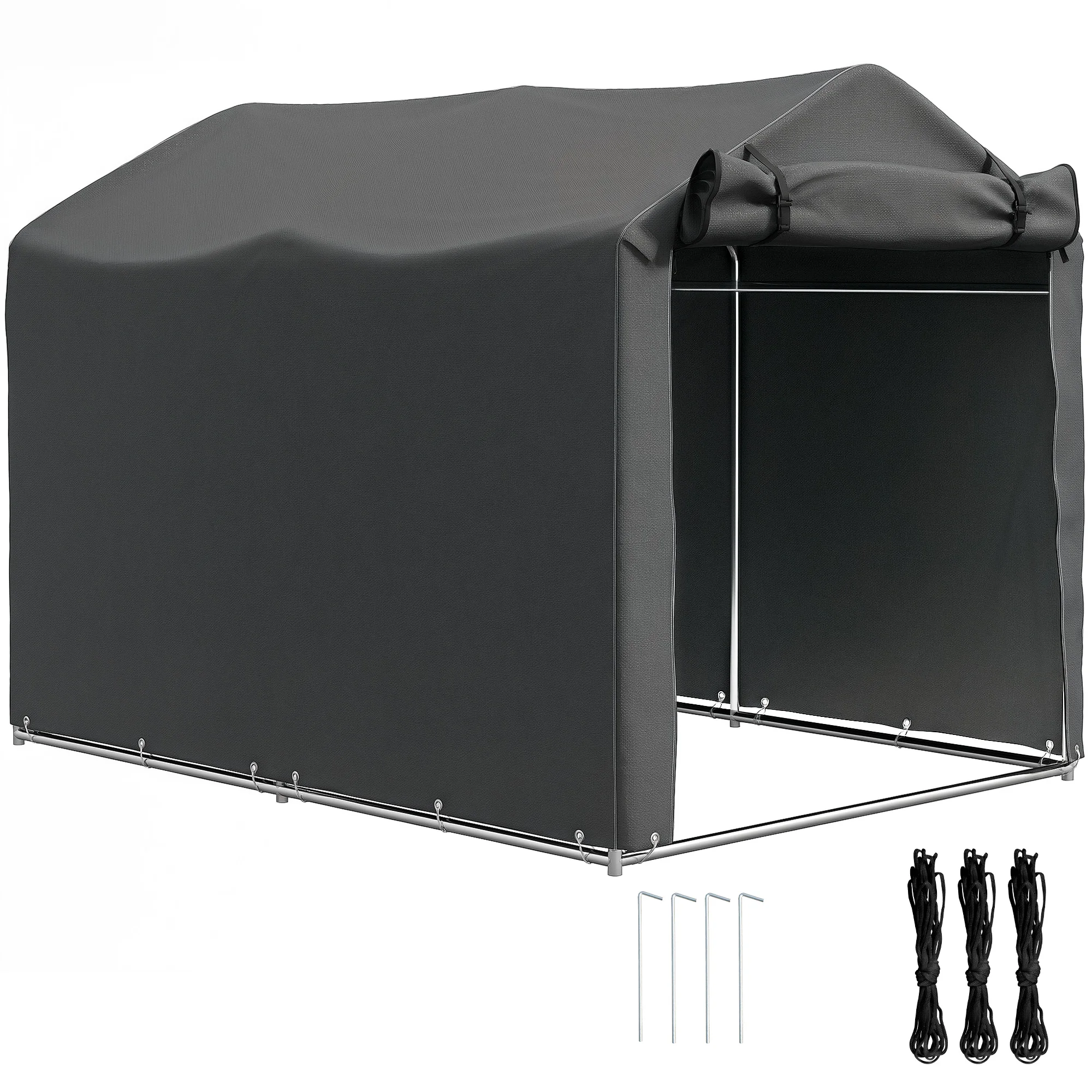 Tenda da Giardino Outsunny, Riparo Impermeabile con Porta Avvolgibile e Cerniera, Garage per Bici e Attrezzi