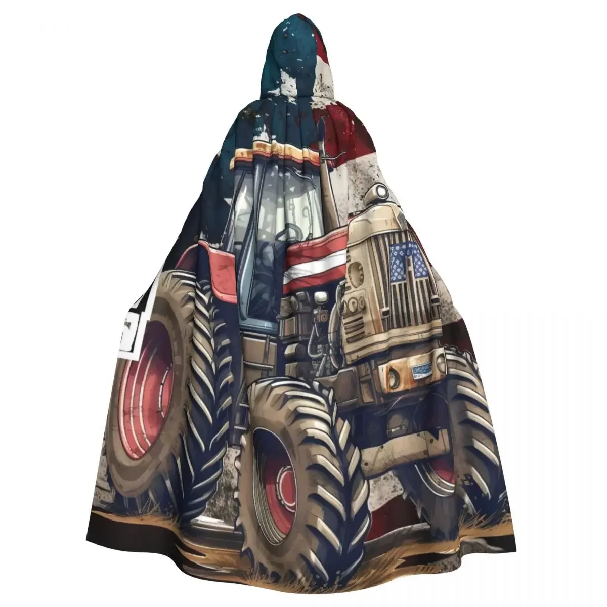 American Flag Trucker Hooded Cloak Halloween Party Cosplay Woman Men Adult Long Witchcraft Robe Hood