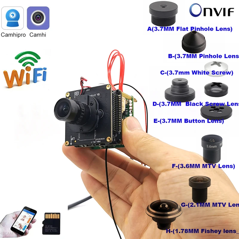 Moduł kamery IP Camhipro4K 8MP z Wi-Fi, czujnik Starlight IMX415, H.265, IR-Cut, gniazdo na kartę SD, monitoring wideo CCTV, kamera typu pinhole
