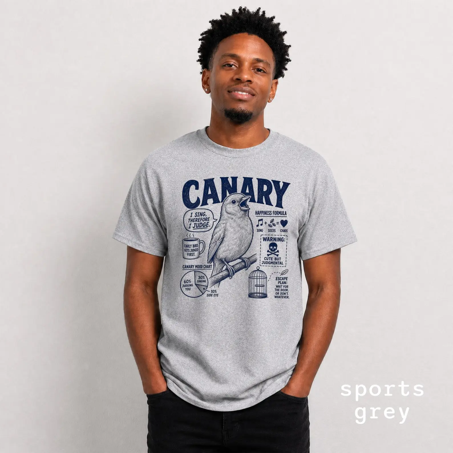 Camiseta divertida con motivos de canarios, un regalo original: diseño retro de pájaros, ropa sarcástica con motivos de canarios, 100 % algodón, estampada, manga corta, tallas estadounidenses, de la S a la 6XL.