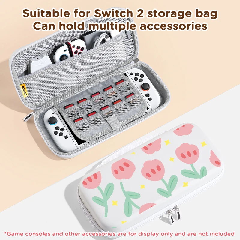 Durable Switch2 storage bag, EVA, can store 10 game cards, built-in stand, can store game consoles and charging accessories