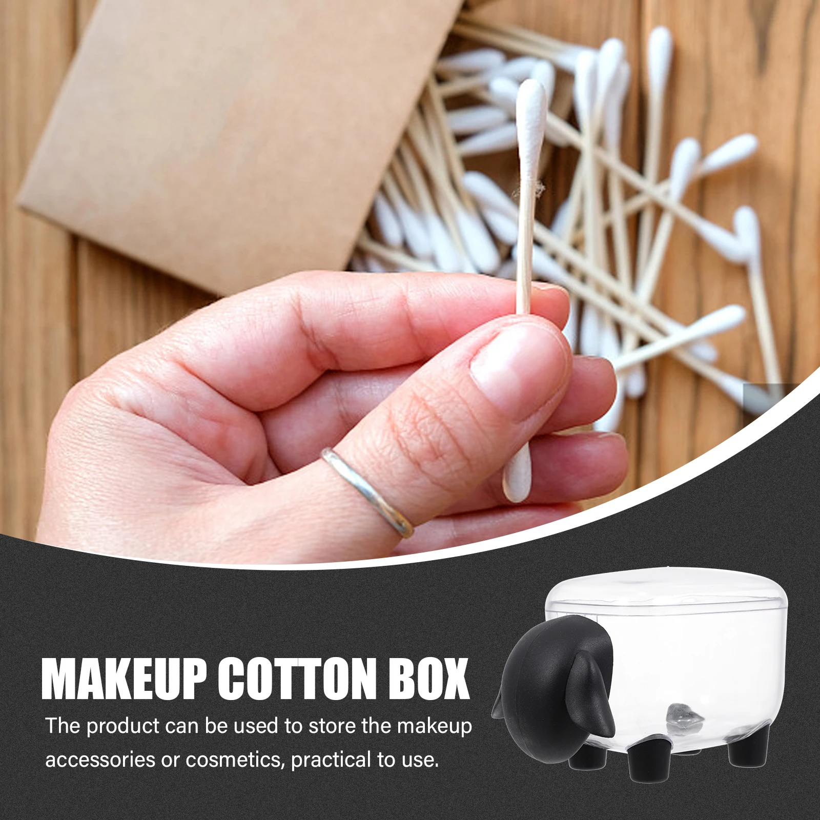 

2Pcs Makeup Cotton Box Animal-Shaped Plastic Cotton Pad Container for Home Bathroom Kitchen Storage Organizer Transparent Swab