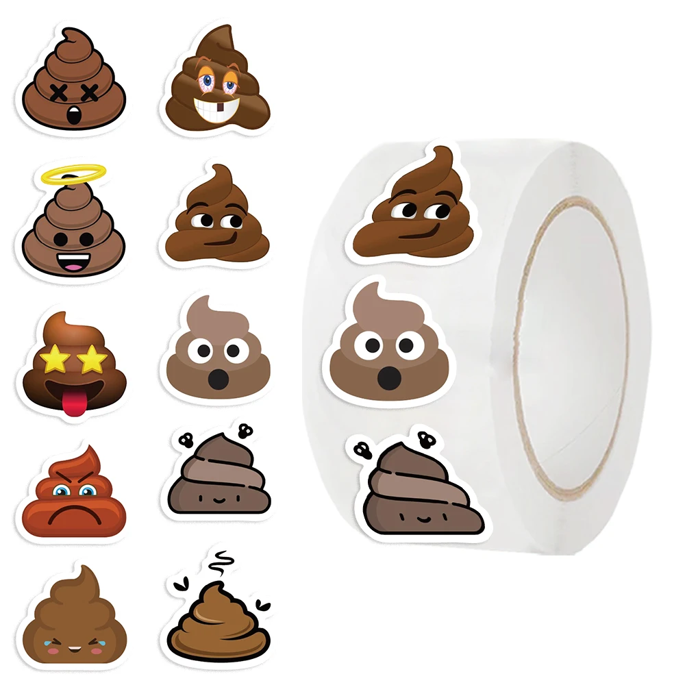 

500PCS Funny Poop Stickers Roll Cute Poop Sticker 10 Styles Poops Party Favors Decorations Gifts Self Adhesive Stickers Decals
