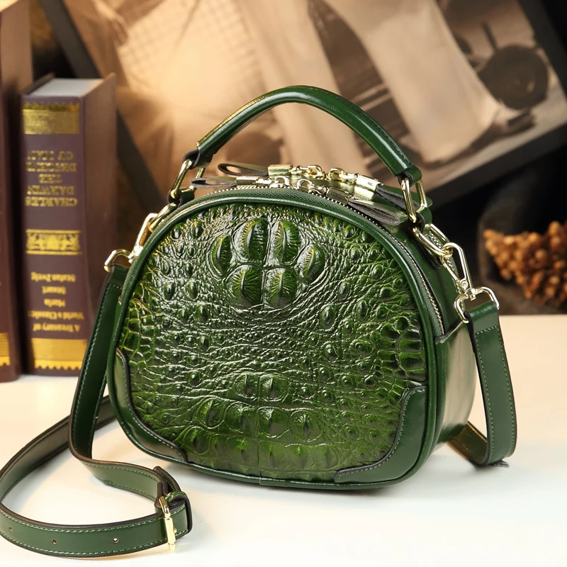 Crocodile Pattern Women Bags Genuine Leather Small crossbody Bag 2022 New Fashion Shoulder round Bag Portable Messenger Bag