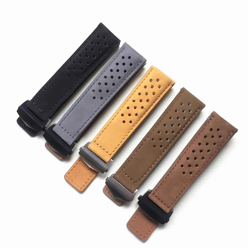 20 22 24 มม.สแตนเลสสตีลพับหัวเข็มขัดนาฬิกาอุปกรณ์เสริมสําหรับ TAG Heuer Breathable Premium คุณภาพ Cowhide นาฬิกา