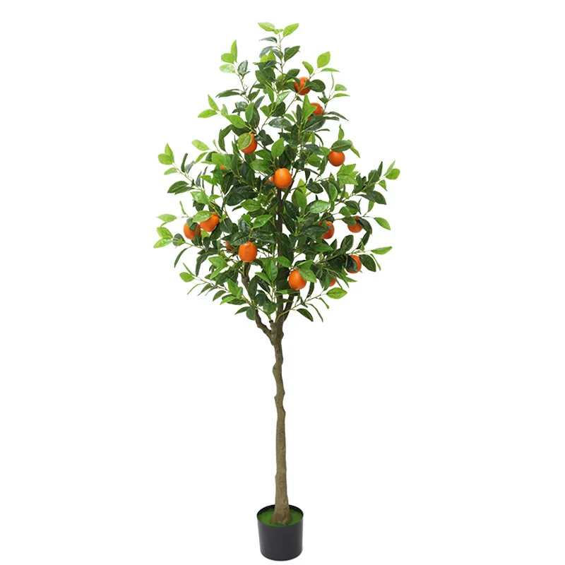 150cm/180cm Artificial Orange Tree Artificial Tree with Fruit Fake Bonsai Plant Plastic Pot Christmas Home Garden Decoration