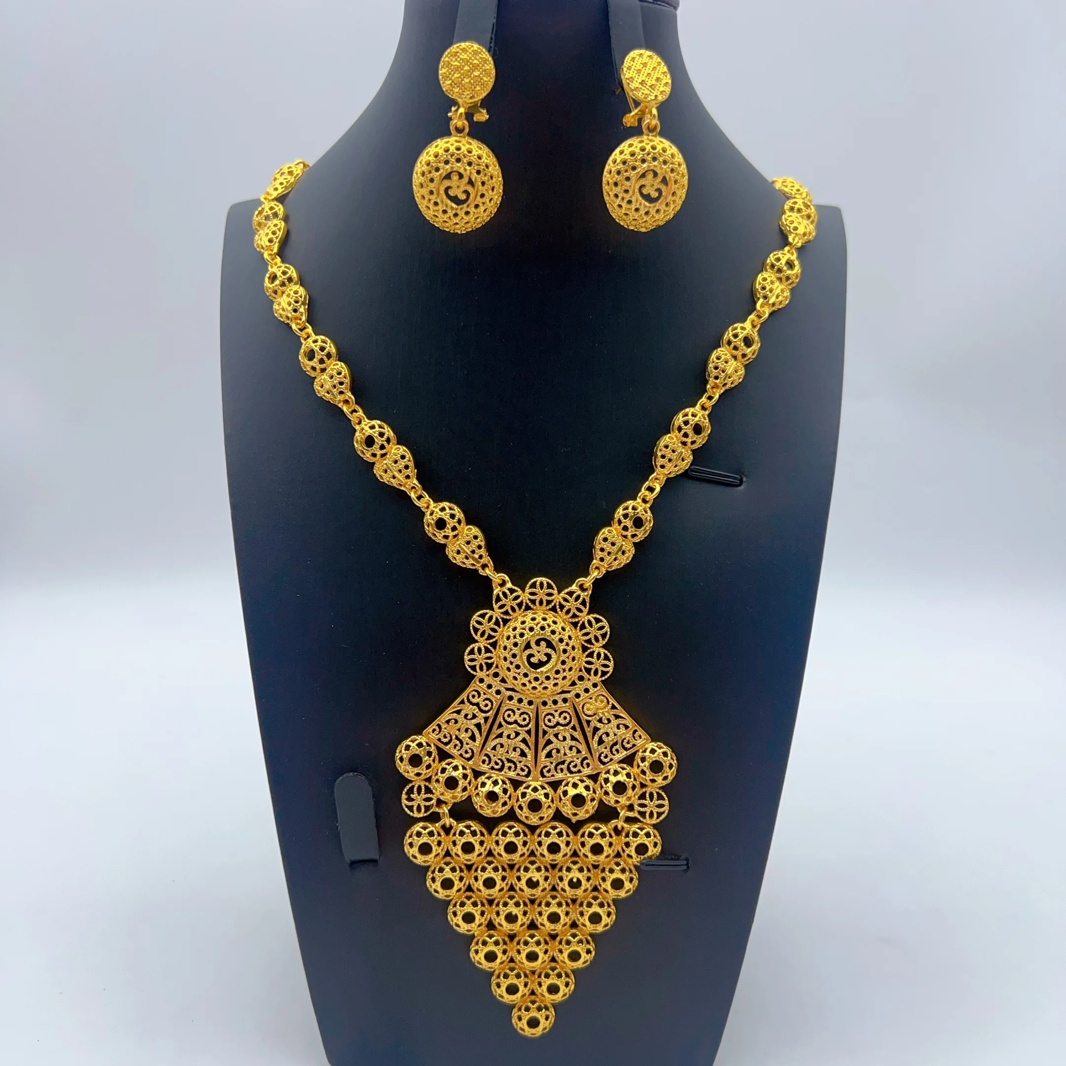 Nigeria Wedding 24k Gold Plated Jewelry Set For Women Dubai Indian African Long Necklace Earrings Jewellery Bridal Sets Party