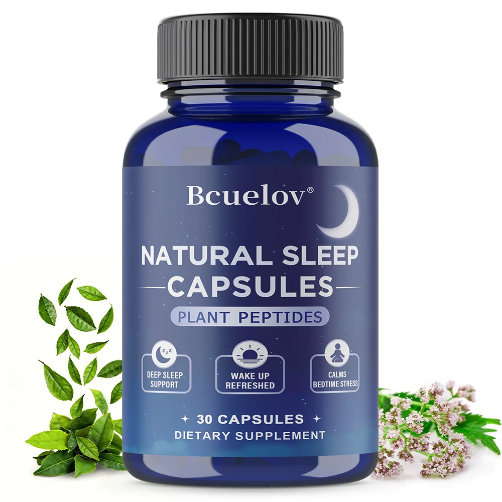 

Natural Sleep Capsules with Valerian Root & L-Theanine, Natural Sleep Aid, Body Relaxation, Stress & Anxiety Relief, Non-GMO
