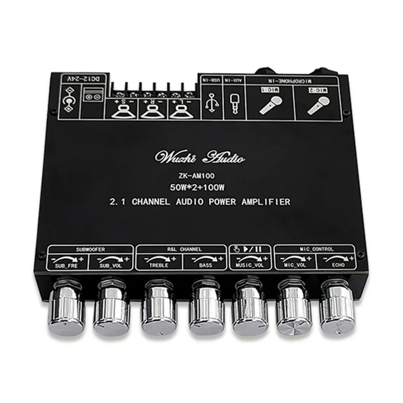 【PROMOTION】ZK-AM100 Bluetooth Amplifier Board 50Wx2 +100W TPA3116D2 Power Amplifier 2.1 Channel Microphone Audio Module