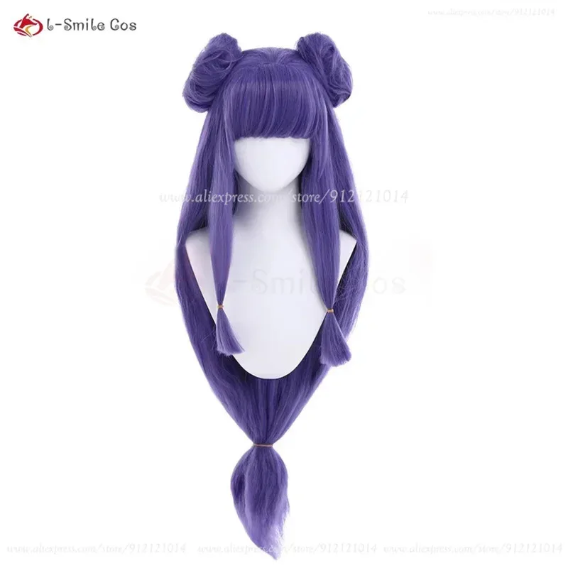 

2025 Ranma Shampoo Long Purple Wig With Pre Styled Buns Heat Resistant Synthetic Hair Halloween Cosplay Anime