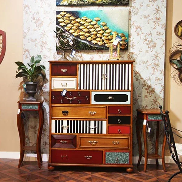 

American Country Chest of Drawers Vintage Furniture Meal Side Cabinet Hall Cabinet Bedroom Side