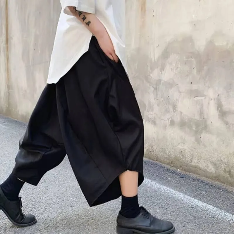 

And Hip Autumn Wide-Leg Spring New Men's Pants Hop Street Personality Irregular Stitching Loose Large Size Seven Minutes Pants