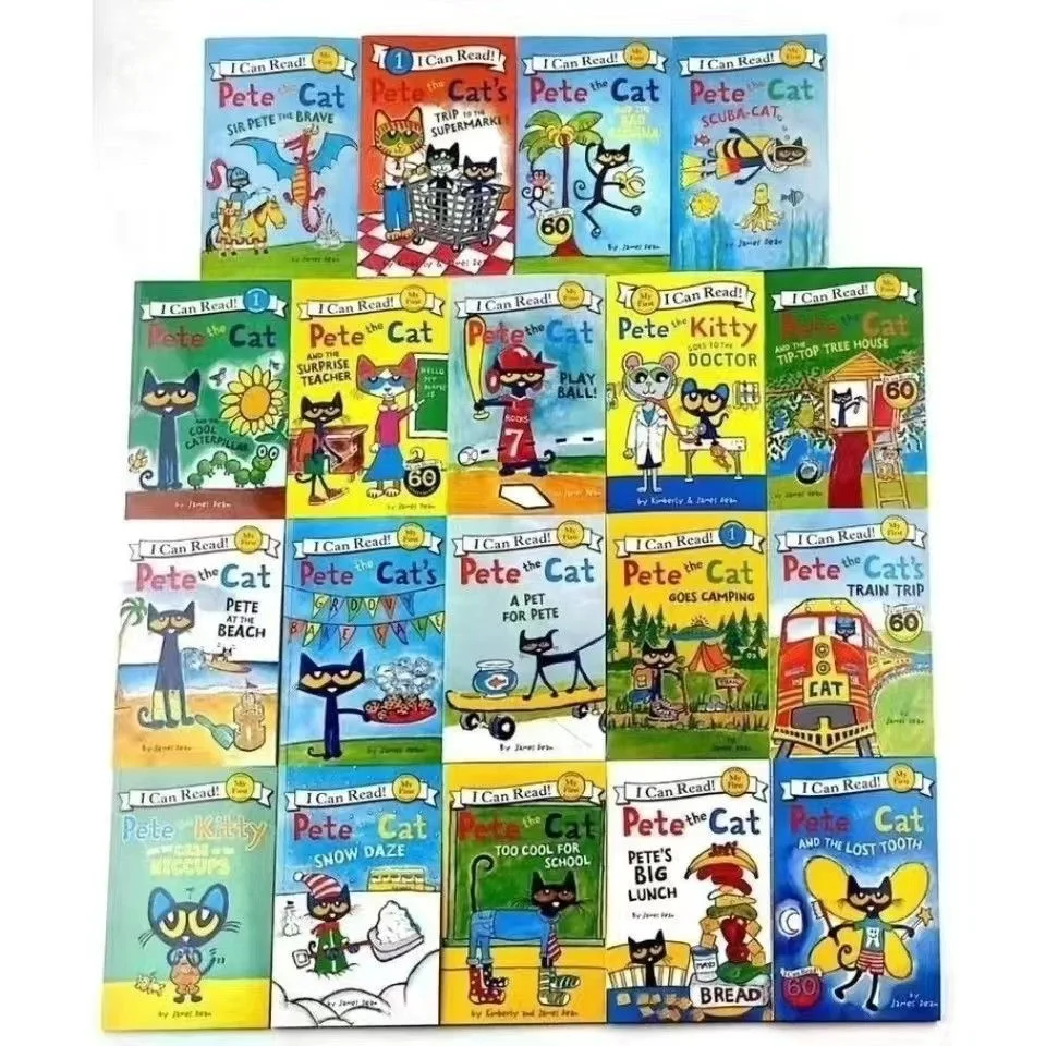 19 Books Pete The Cat Picture Book I Can Read Color Inner Page Bedtime Reading Book for Kids