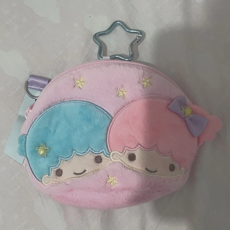Sanrio Little Twin Stars Cartoon Rosa Addensare Soffice Peluche Borsa per il trucco Cosmetico Anti-Goccia Oggetti vari Borsa per la conservazione Regalo di coppia