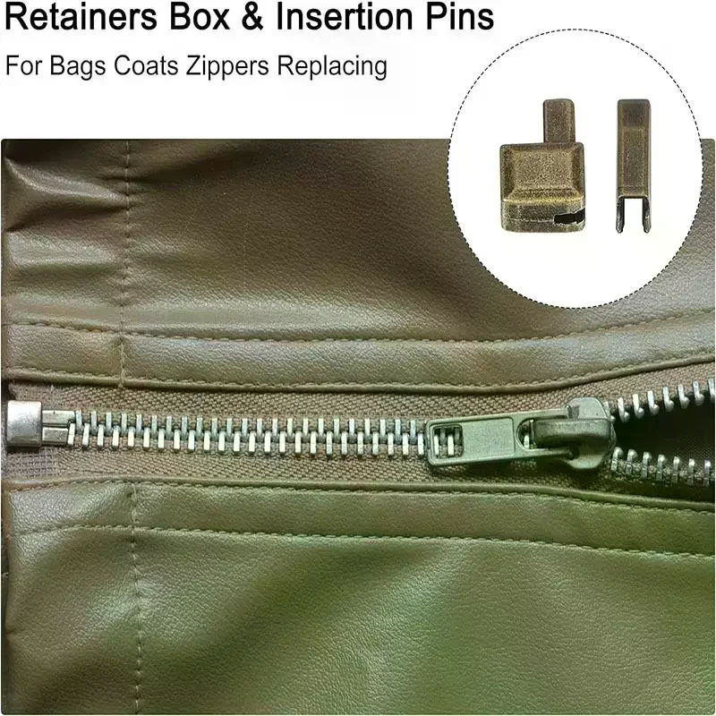 Zipper Repair Kit with Fixing Box And Insertion Pin for Bags Coats Clothing - Replacement Zipper Tools for 3 5 8 10 Sizes