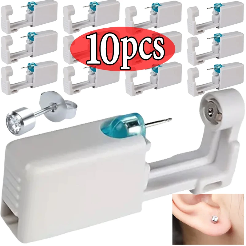 

1/10Pcs Safety Ear Piercing Gun Kit White Disposable Disinfect Safety Earring Piercer Machine Studs Nose CLip Body Piercing Tool