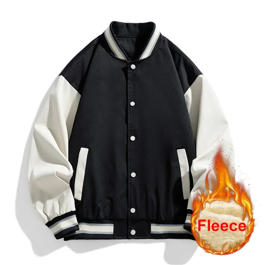 Big Size Men\'s Clothes Baseball Jacket Zipper Up Oversized Jacket Men Fleece Witner Bomber Vintage Coat Male Fashion Large 10XL