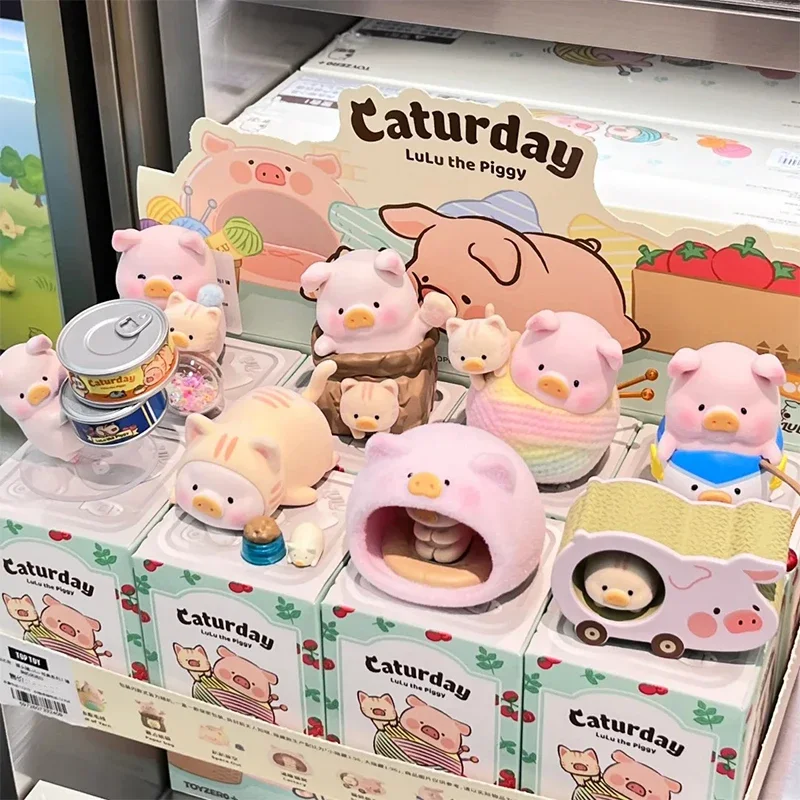 LULU The Piggy Caturday Series Blind Box Cute Anime Figure Kawaii Pig Action Figurine Mystery Box Desktop Decor Model Toys Gift