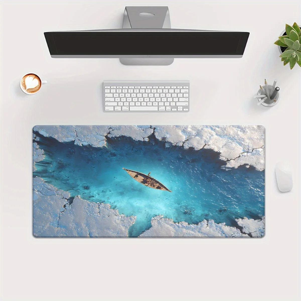 Ice Flow River Boat Desk Mat Extra Large Non-Slip Rubber Base Gaming Mouse Pad