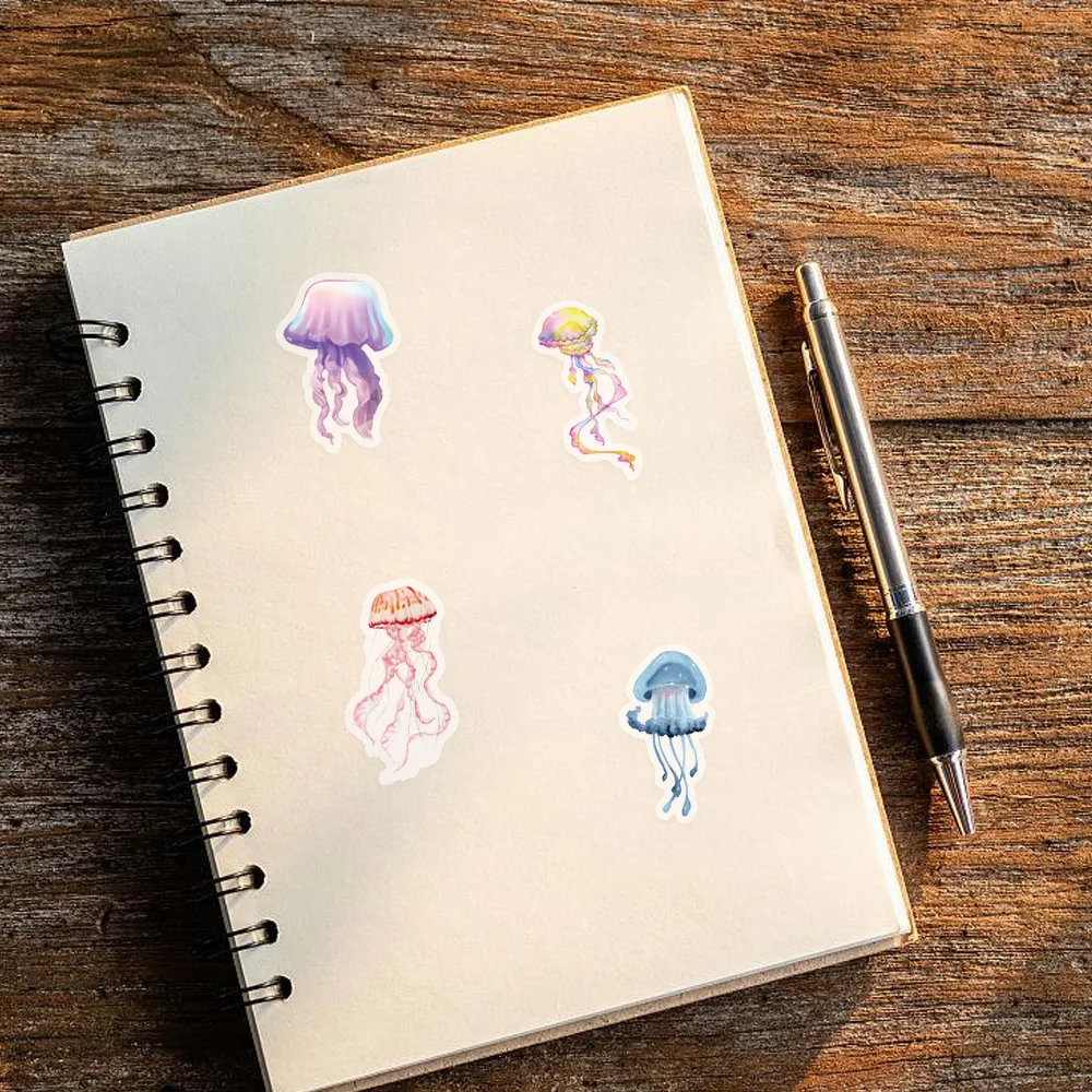 50PCS Set of Tropical Fish Graffiti Stickers Jellyfish Sea Star Shell Coral Stickers Decorative Frame DIY Waterproof Stickers image 3