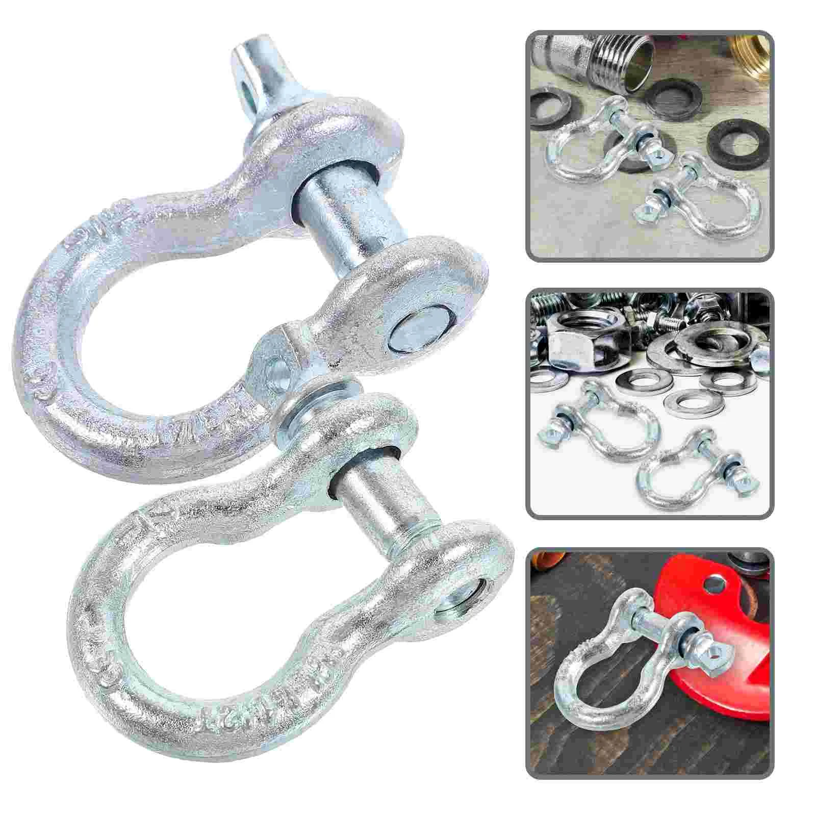 2 Pcs American U-shaped Buckle Link Shackle Rings Chain Anchor Swivel Galvanized