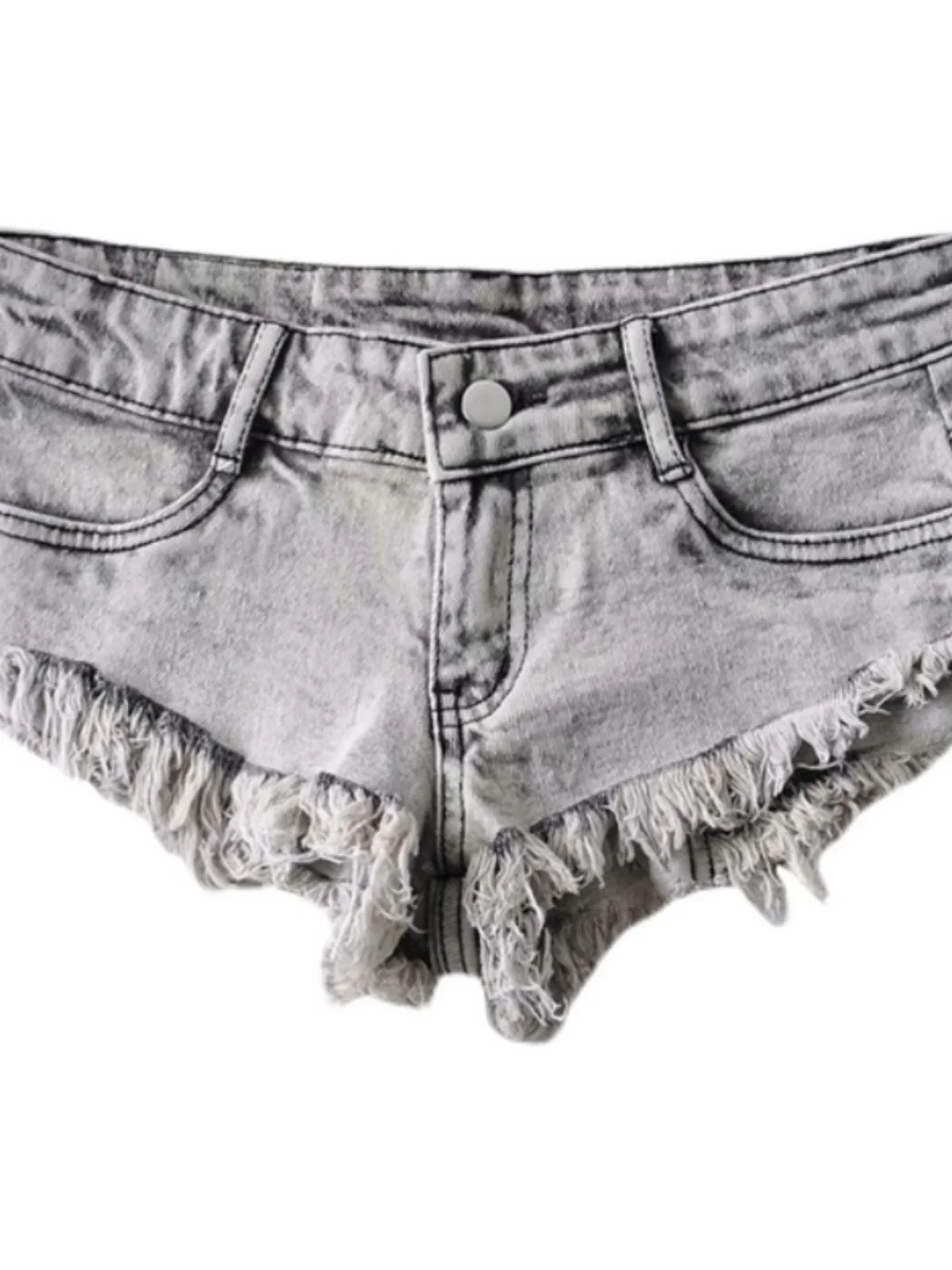 Mini Shorts Women Retro European Style Sexy Slim Clubwear Tassel Raw Edge Wrap Hip Hipster Personality Aesthetic Denim Trousers