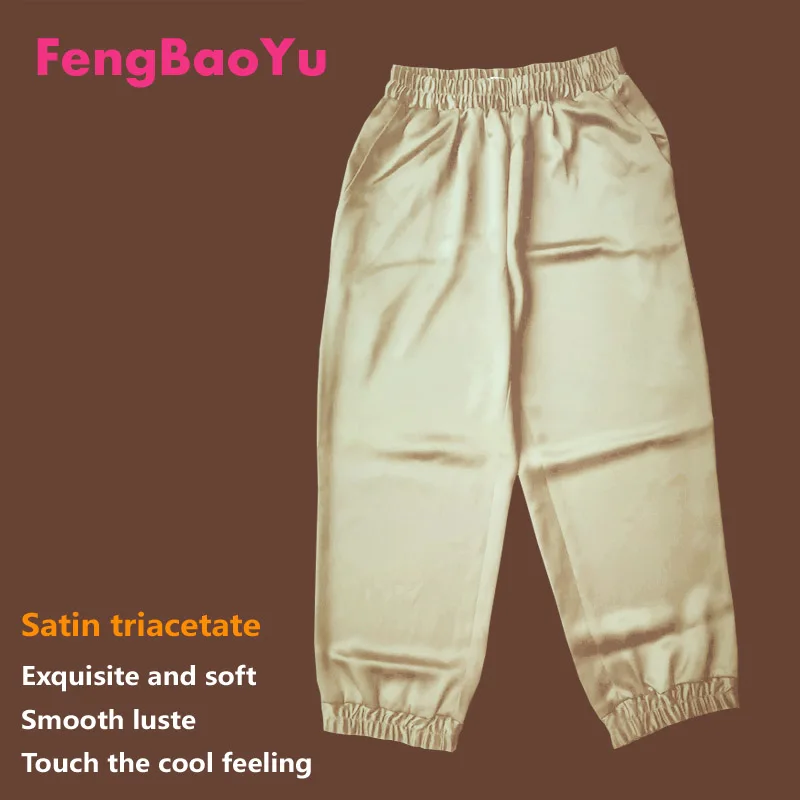 Fengbaoyu Satin Triacetate Spring and Summer Men's Overalls Black Outdoor Leisure Sports Cool Cargo Streetwear New in Pants