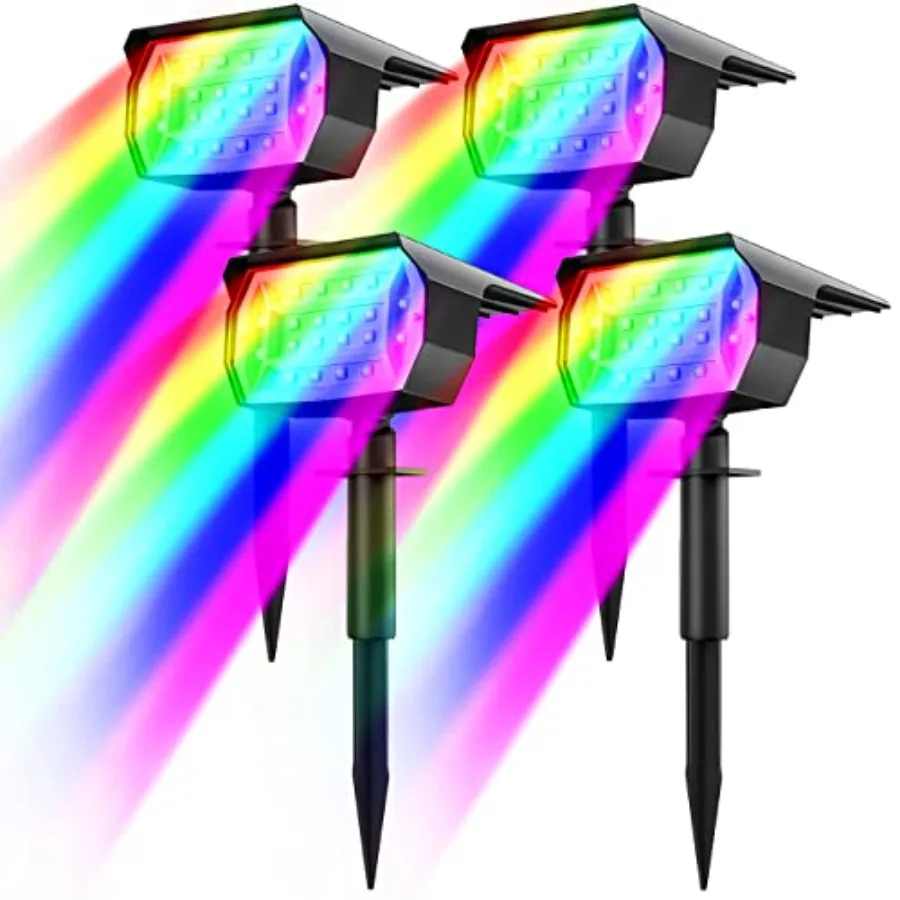 

Solar Spot Lights Outdoor Color Changing 7 Modes Halloween RGB Solar Powered Waterproof Spotlight Landscape Lighting for Outsid