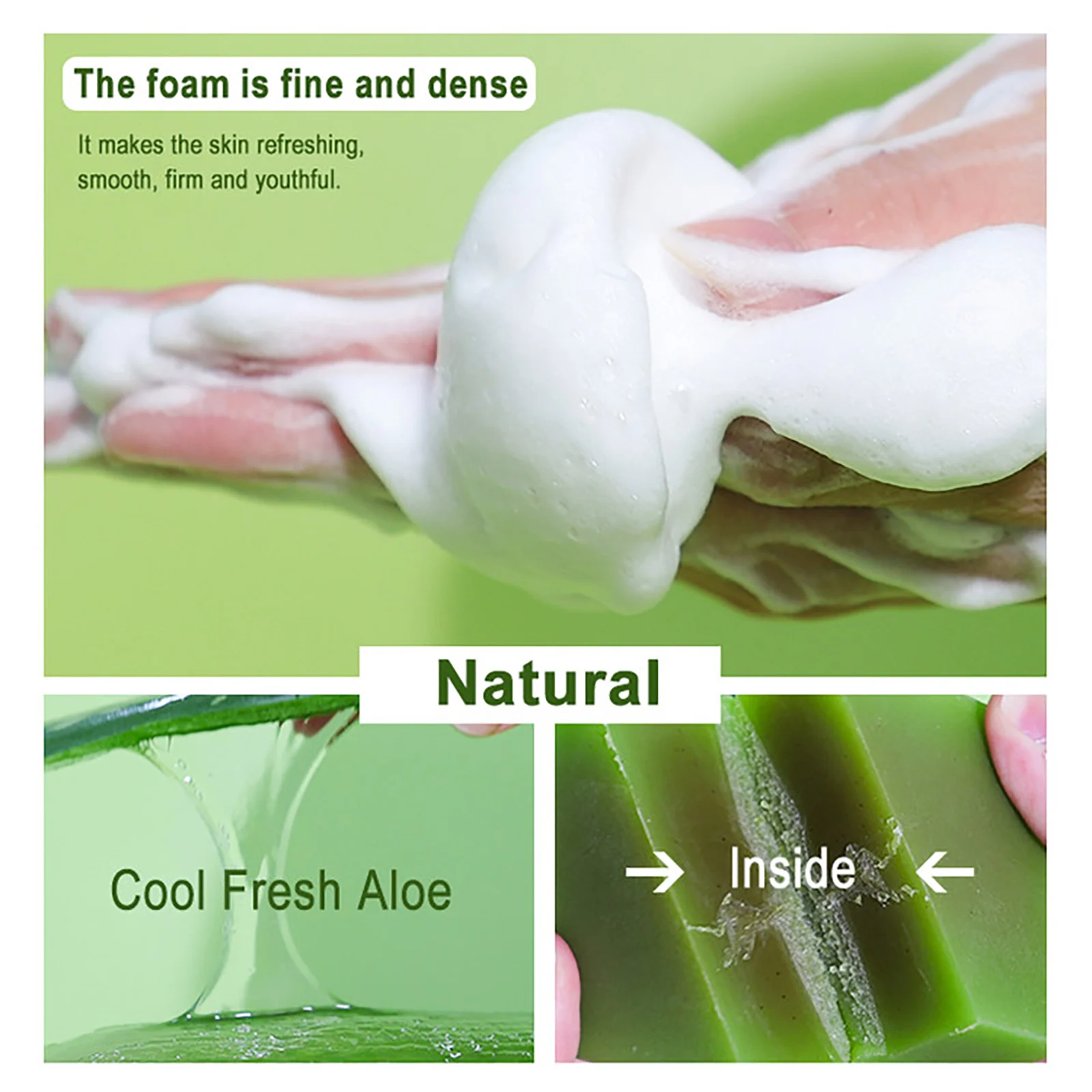 Barra de jabón de aloe vera natural fresca y fresca para todo tipo de piel, reduce las manchas negras y el acné, aclaramiento, control de aceite, limpieza profunda