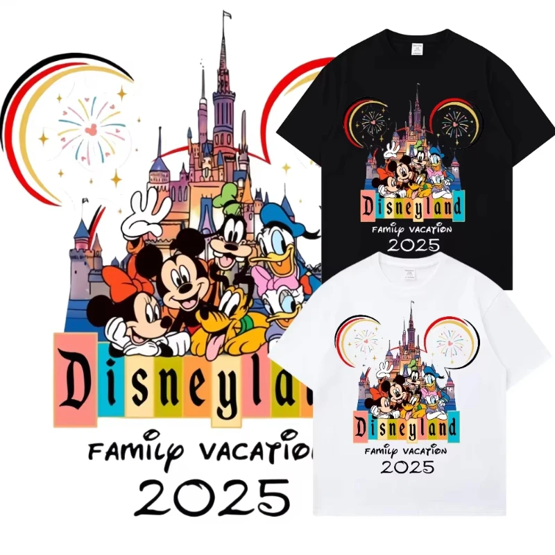 

Summer Disney New All Cotton T-shirt 2025 Amusement Park Family Triple Cotton Summer Autumn Family Men Women Oversized T-shirt