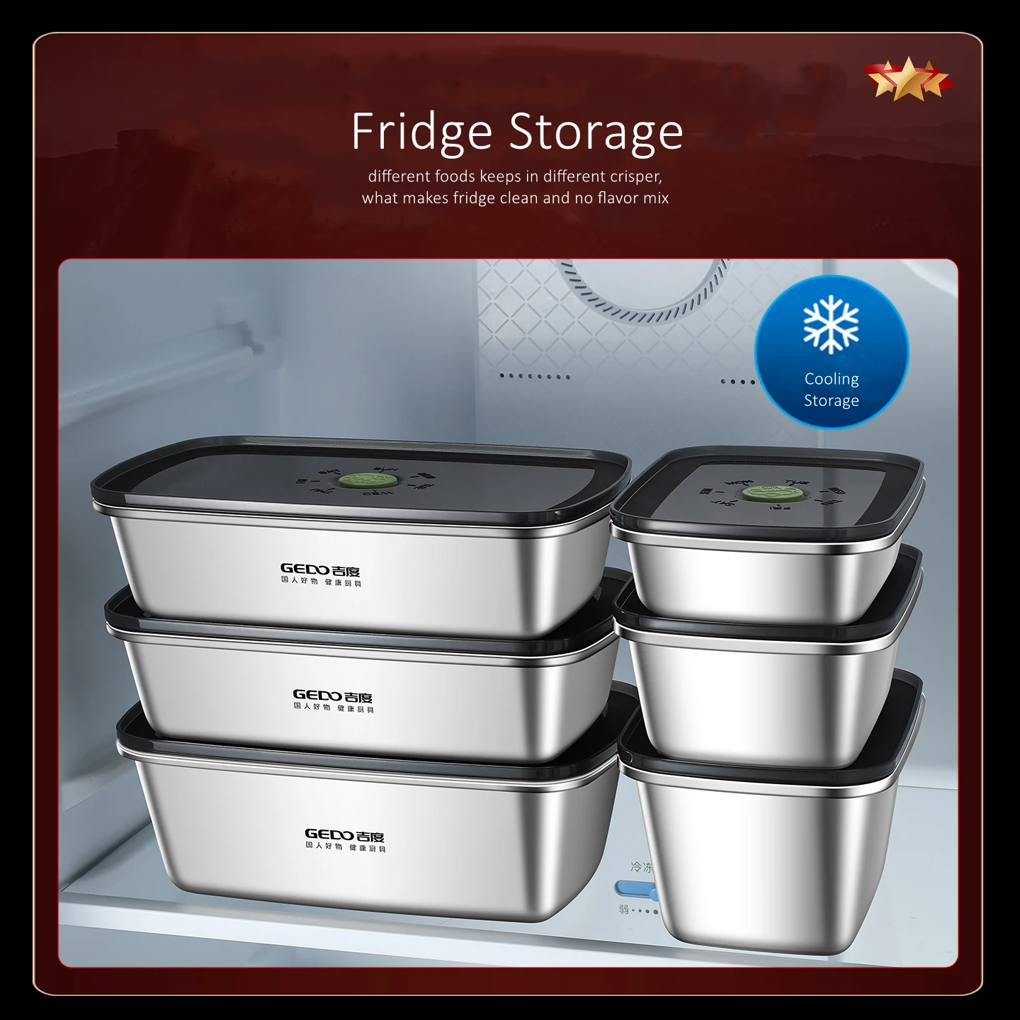 LFGB شهادة 304 الفولاذ المقاوم للصدأ المطبخ صندوق حفظ الطعام الهواء خارج طفيف فراغ هش حاوية المأكولات البحرية مختومة جيدة #4