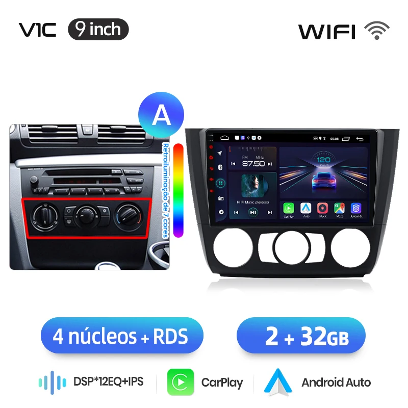 Junsun 8-Core autoradio met Carplay, Android Auto, GPS, DSP en BT multimedia voor BMW 1-serie (E87, E81, E82, E88) 2004-2011 - afbeelding 1