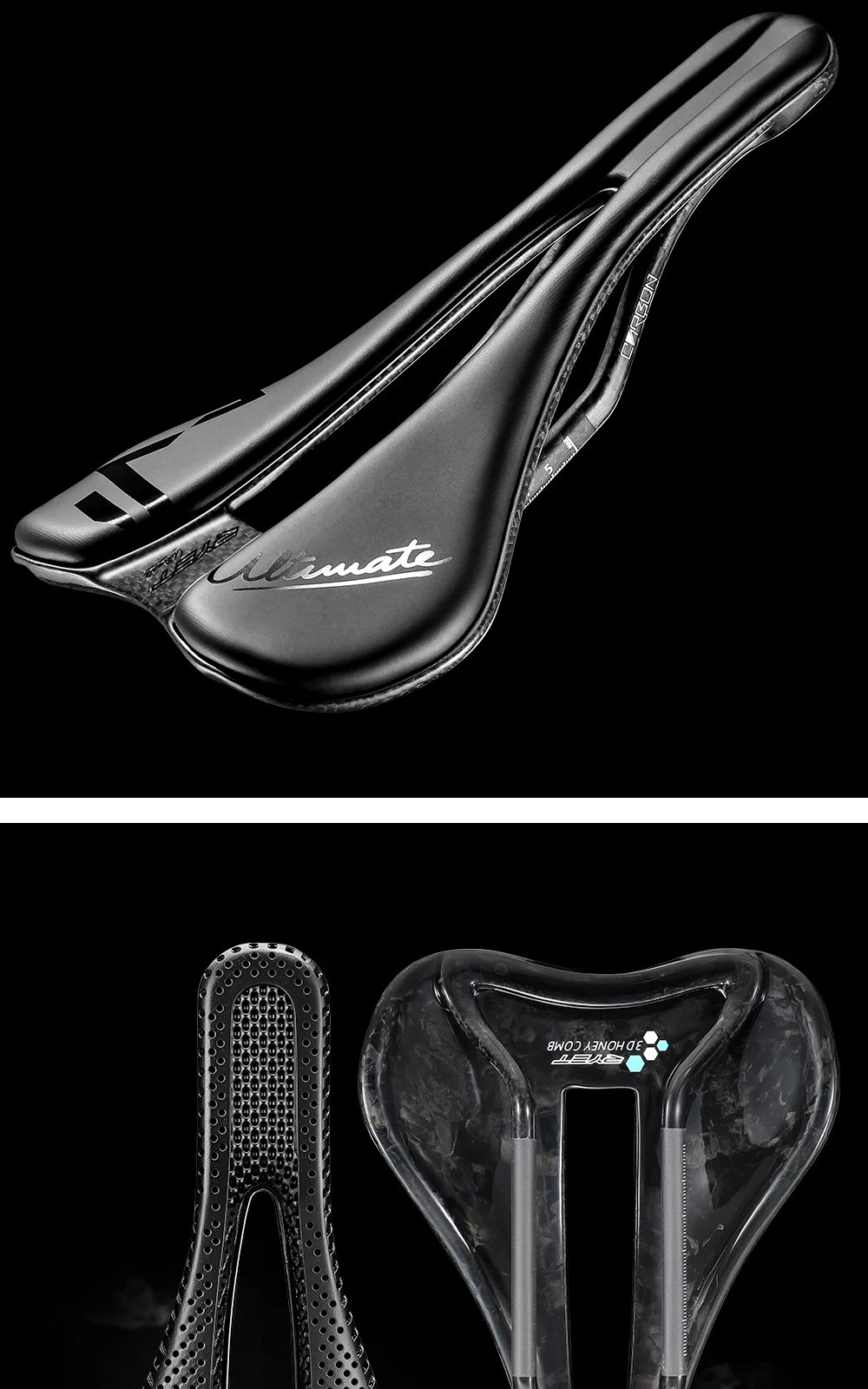 RYET Carbon 3D-gedruckter Sattel, 240 mm × 143/155 mm, superleicht, 98 g, 7 x 9 Fahrradsitz für Männer und Frauen, Triathlon, Rennrad, MTB, Gravel-Bike – Detail 12