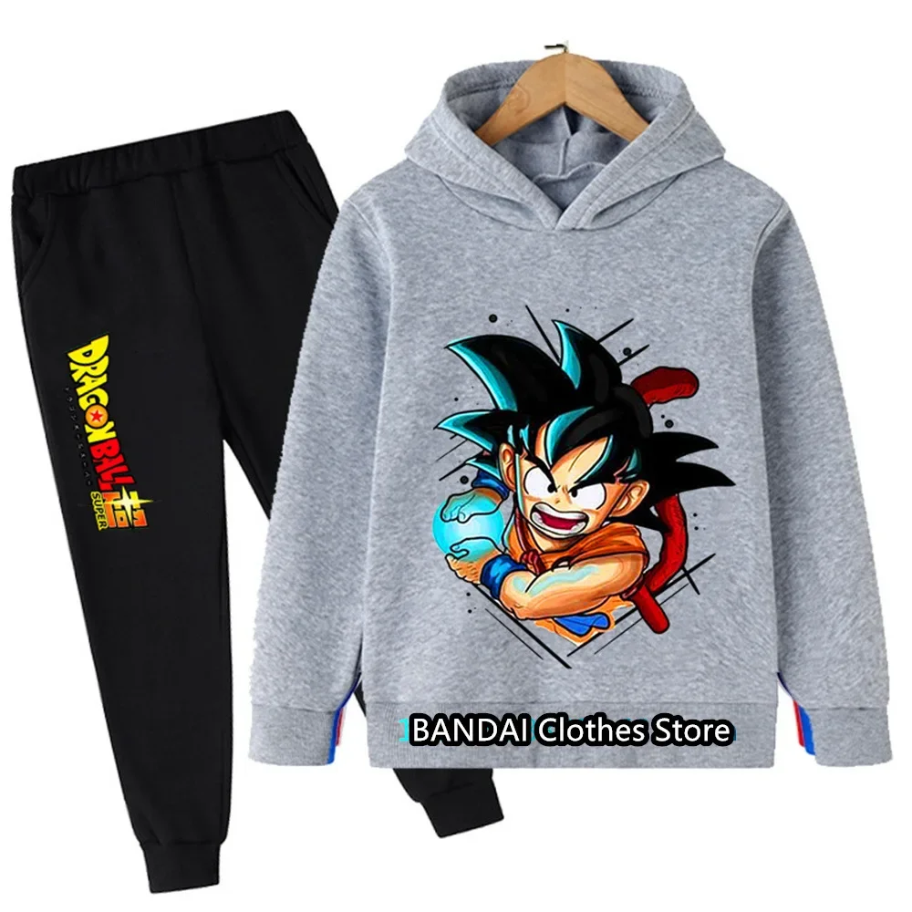 New 2024 Dragonball Hoodie Kids Spring Sportswear Boys and Girls Goku Sweatshirt Boys Clothes Girls Set Hoodie Pantsuit Children