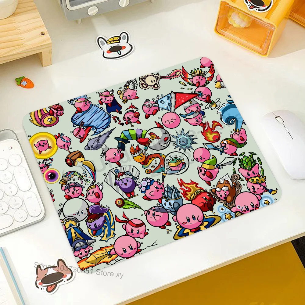 Cartoon Cute K-Kirbys Mousepad RGB Small Size Gaming Mouse Pad With LED Light Desk Mat Super Smooth Non-slip Rubber Bottom