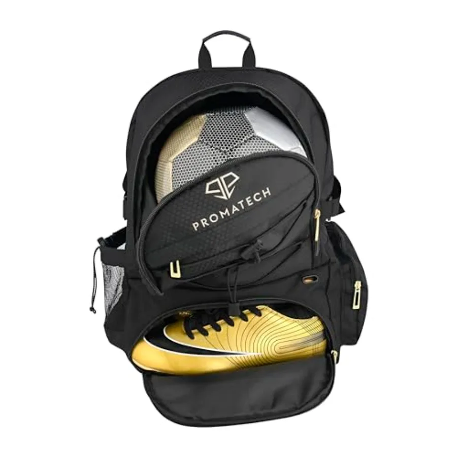 

Sports Backpack All-in-One Design for Size 5 Soccer Ball or Size 7 Basketball Laptop-Ready Cleat Storage Hydration System Quick