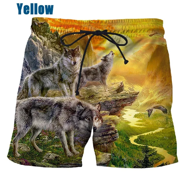 2023 Fashion Animal Wolf 3d Shorts Hip Hop Rock Personality Creative Summer Casual Beach Shorts