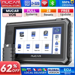 MUCAR VO6 Car Diagnostic Tools Lifetime Free Global Version Full System 28 Resets OBD2 Bi-Directional Control Scan Tool Scanner