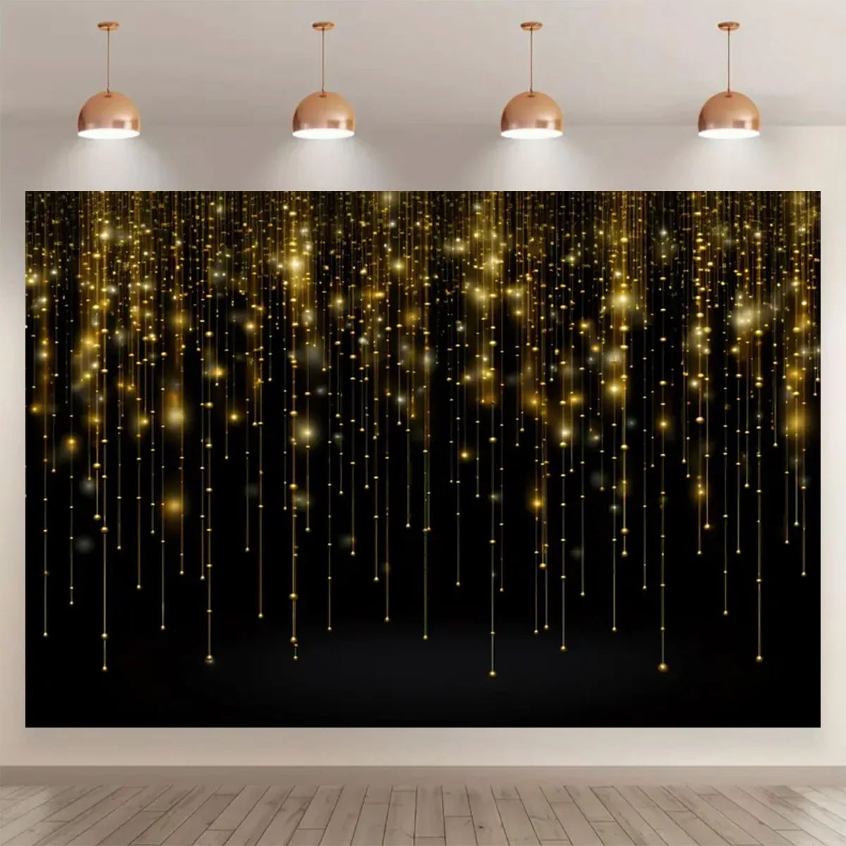 Black Gold Silver Glitter Backdrops Golden Shiny Dot Star Polka Light Bokeh Backgrounds For Birthday Weeding Party Baby Shower