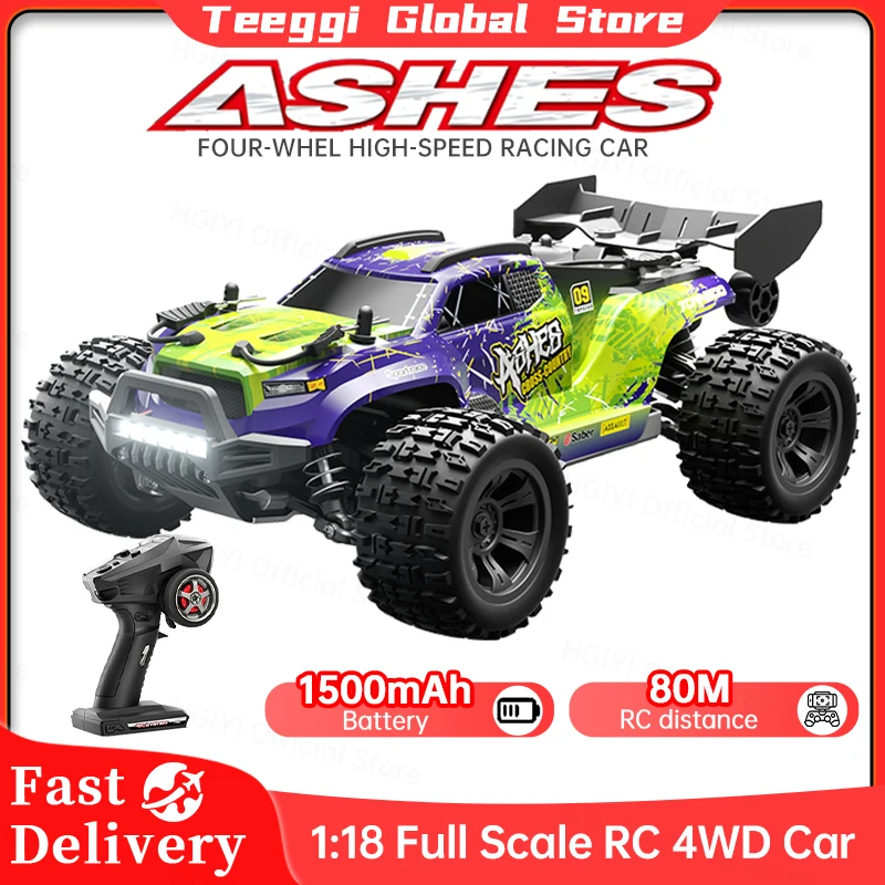 Teeggi 1:18 High Speed Car 4WD RC Car With Led Lights 40KM 2.4G Remote Control Off Road Car Drift Monster Truck Toy For kid Gift