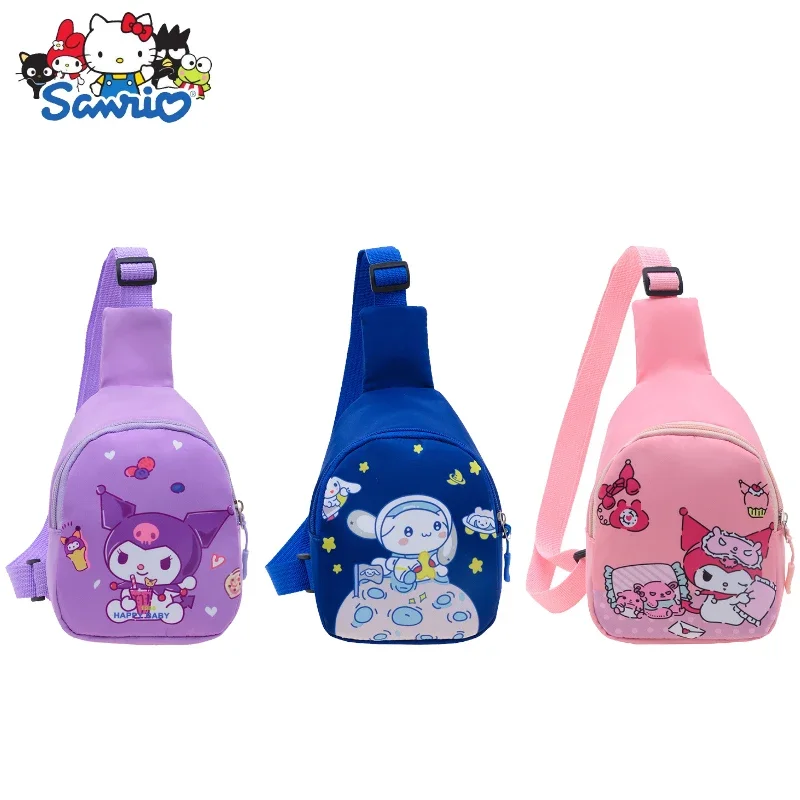 Anime Sanrio Children Nylon Chest Bag Kuromi Messenger Bags Cinnamoroll Storage Bag Lighten The Burden for Kids Birthday Gifts